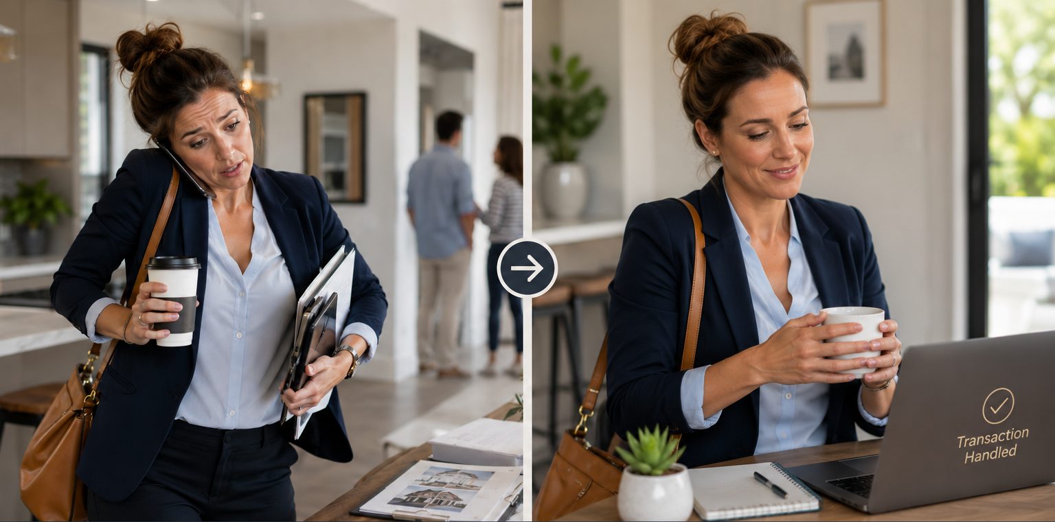An agent overloaded before hiring a transaction coordinator, then relaxed after handing the file off